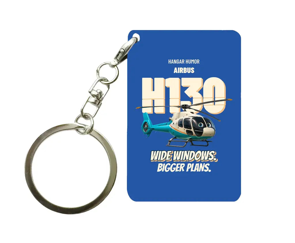Airbus H130 - Wide windows. Bigger plans. design on blue key chain