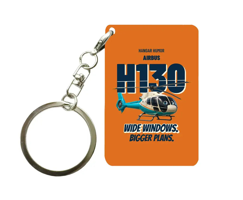 Airbus H130 - Wide windows. Bigger plans. design on orange key chain