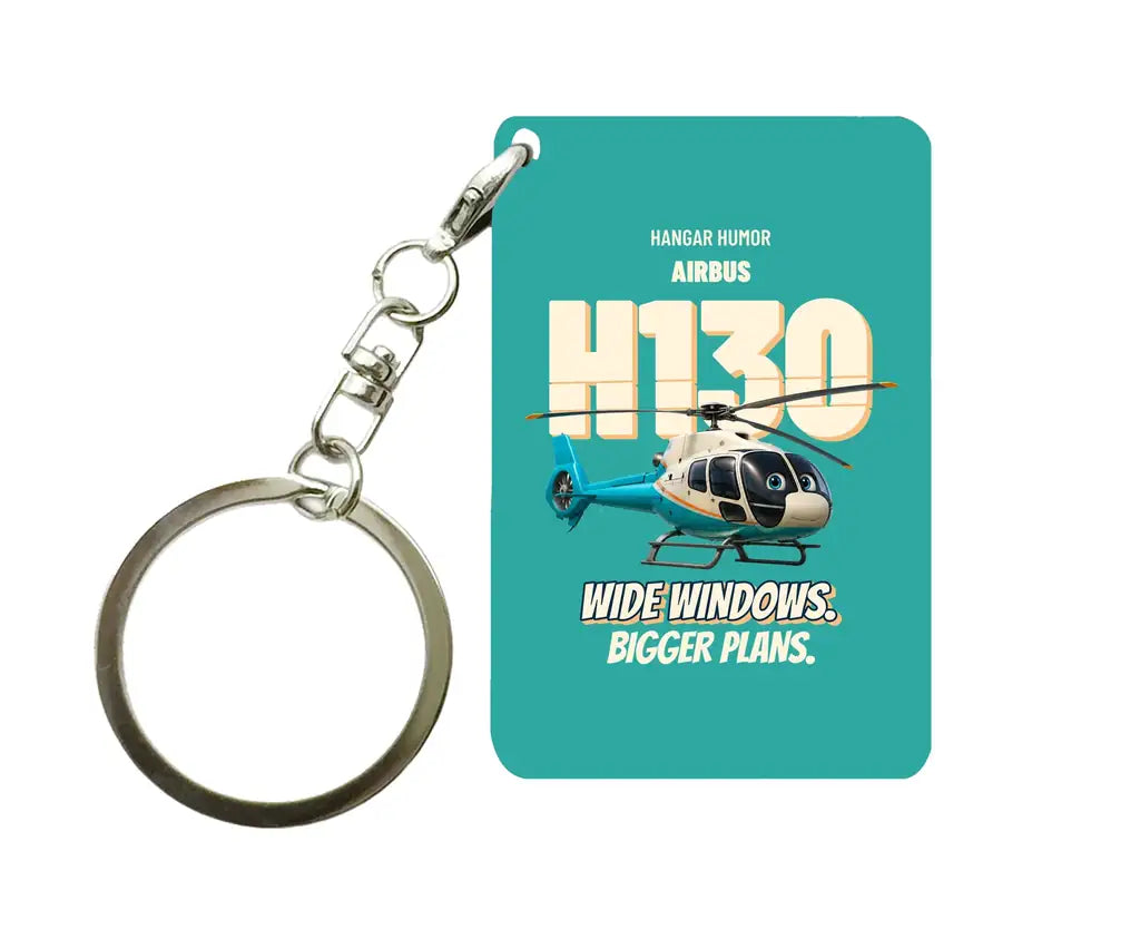 Airbus H130 - Wide windows. Bigger plans. design on turquoise key chain