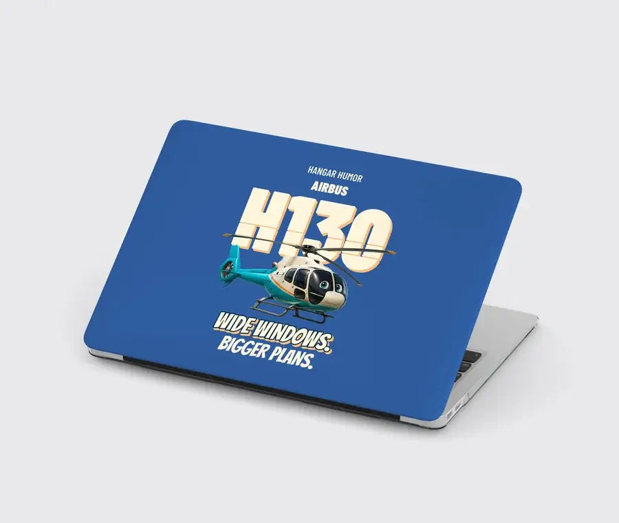 Airbus H130 - Wide windows. Bigger plans. design on blue MacBook case
