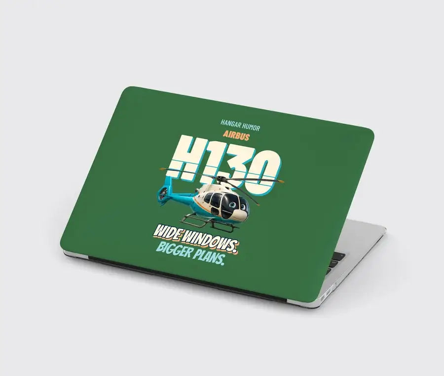 Airbus H130 - Wide windows. Bigger plans. design on green MacBook case