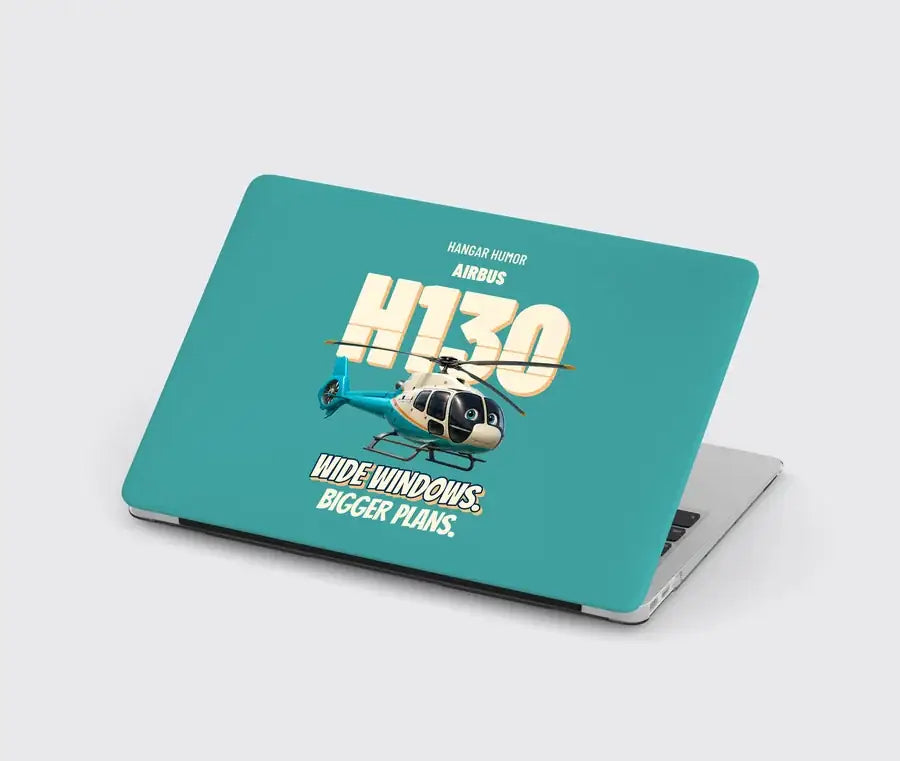 Airbus H130 - Wide windows. Bigger plans. design on turquoise MacBook case
