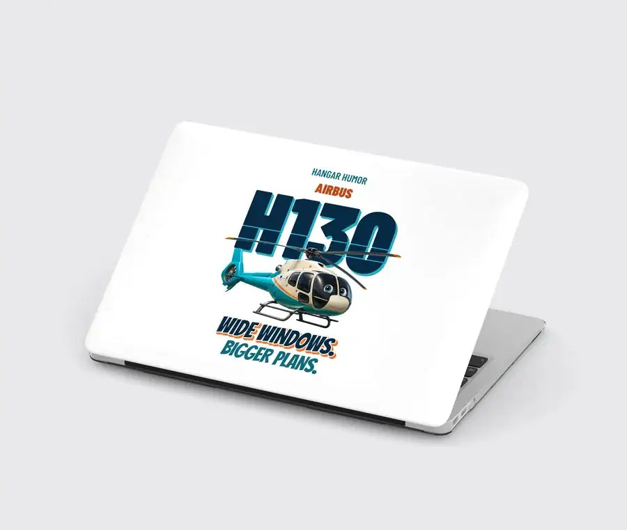 Airbus H130 - Wide windows. Bigger plans. design on white MacBook case