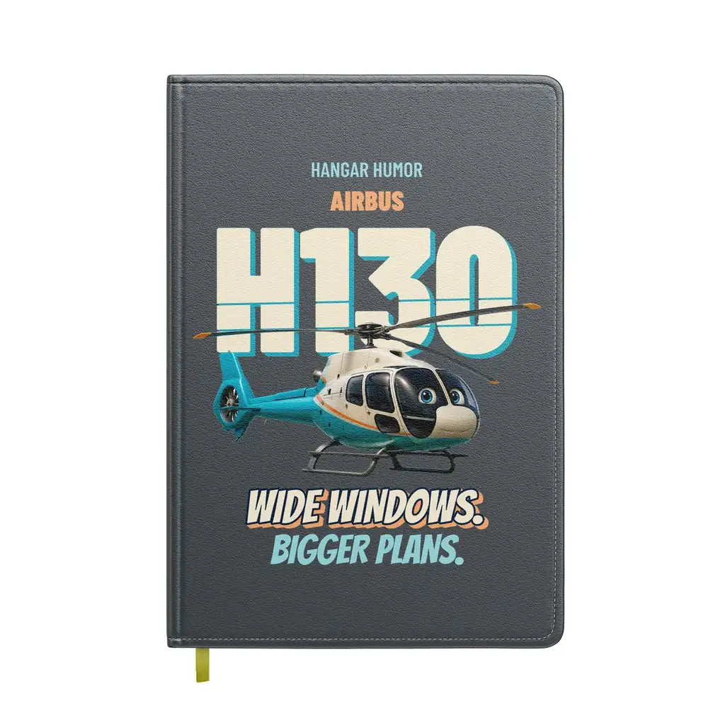 Airbus H130 - Wide windows. Bigger plans. design on gray notebook