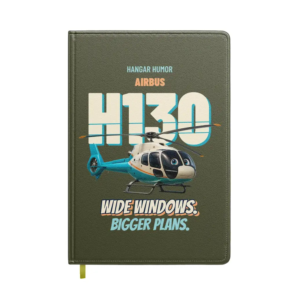 Airbus H130 - Wide windows. Bigger plans. design on green army notebook