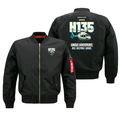 Airbus H135 - Small footprint. Big helping hand. design on black bomber jacket
