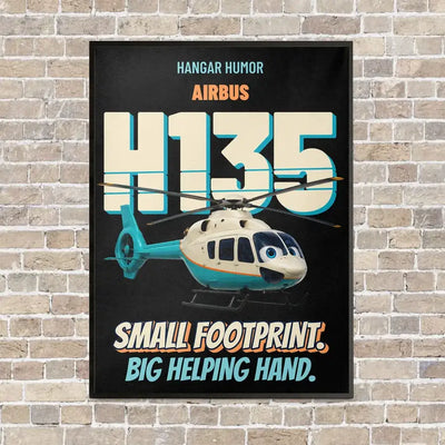 Airbus H135 - Small footprint. Big helping hand. vertical canvas print - framed - black background