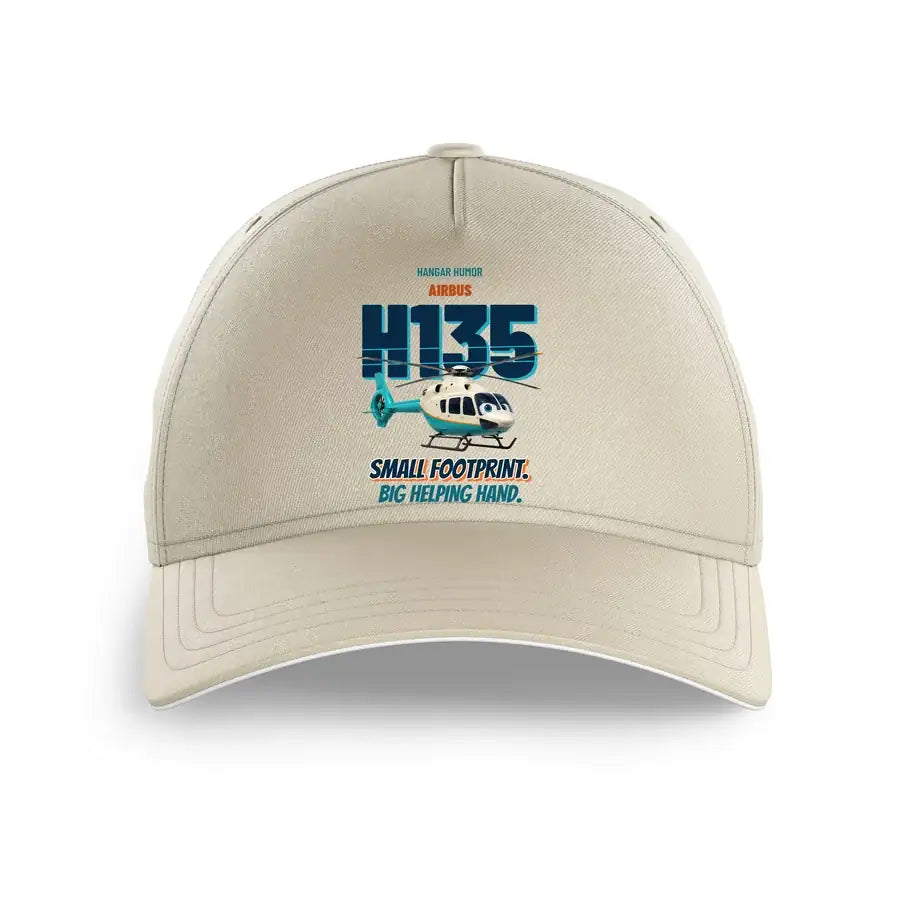 Airbus H135 - Small footprint. Big helping hand. design on beige printed hat