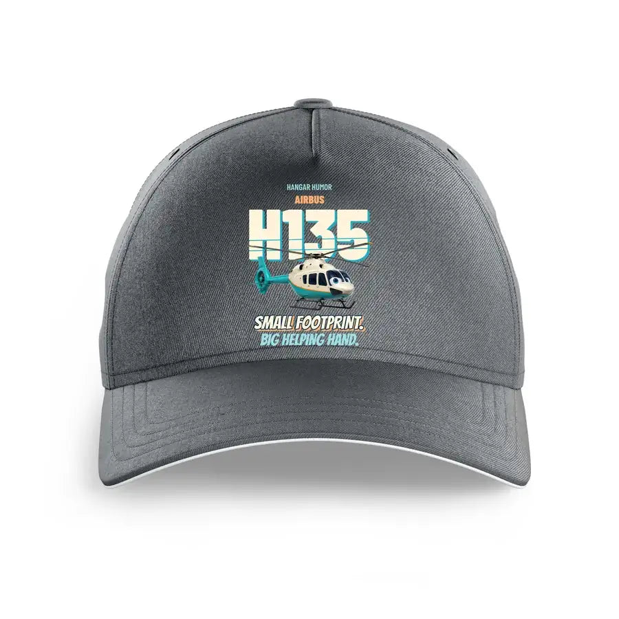 Airbus H135 - Small footprint. Big helping hand. design on gray printed hat