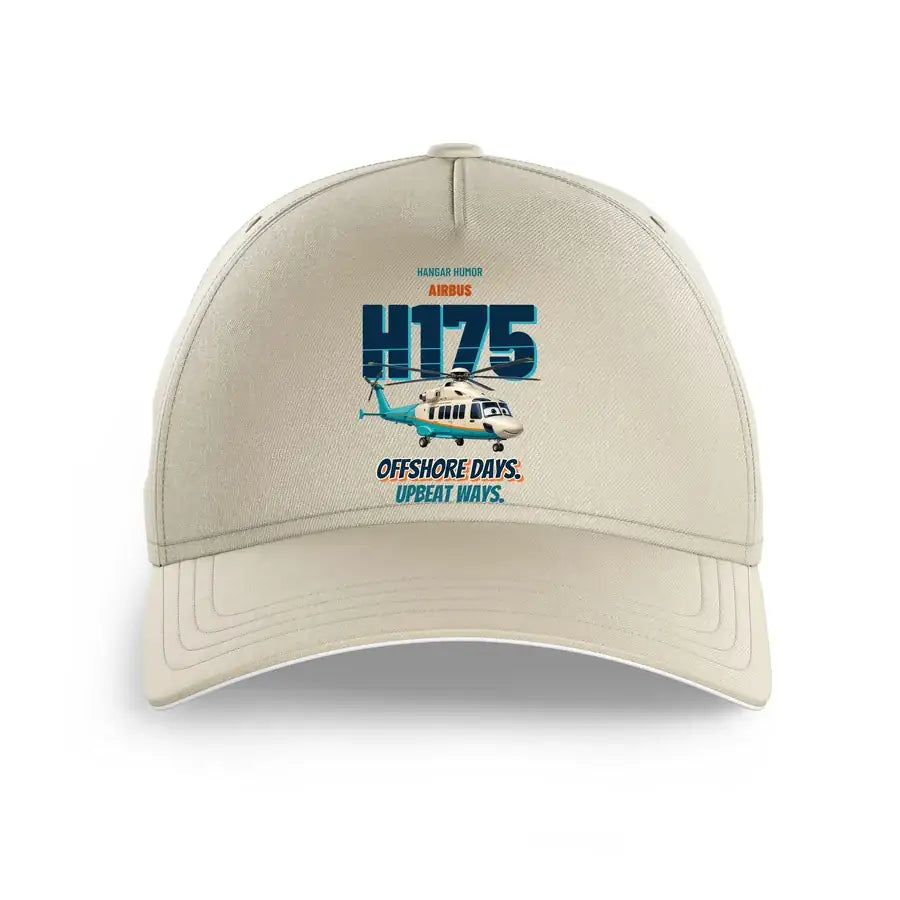 Airbus H175 - Offshore days. Upbeat ways. design on beige printed hat