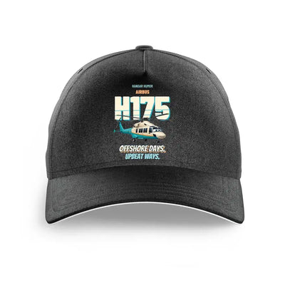 Airbus H175 - Offshore days. Upbeat ways. design on black printed hat