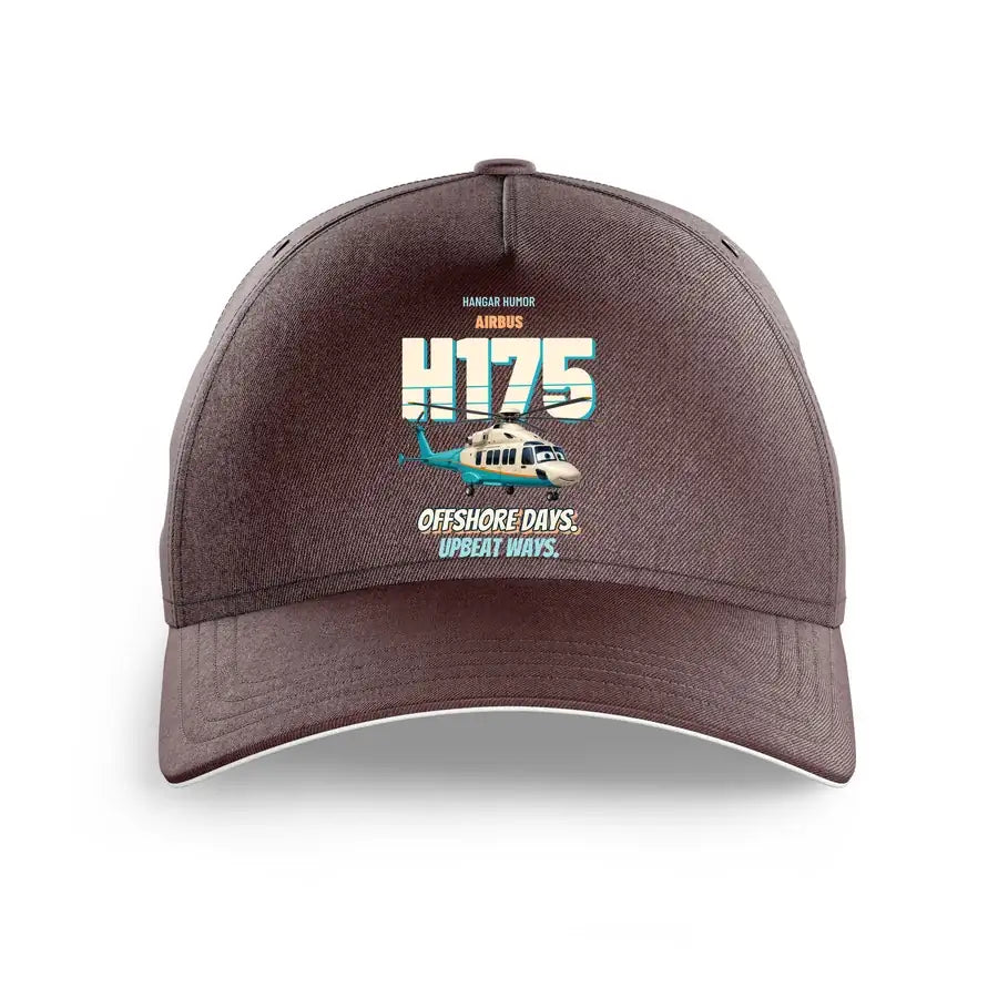 Airbus H175 - Offshore days. Upbeat ways. design on brown printed hat