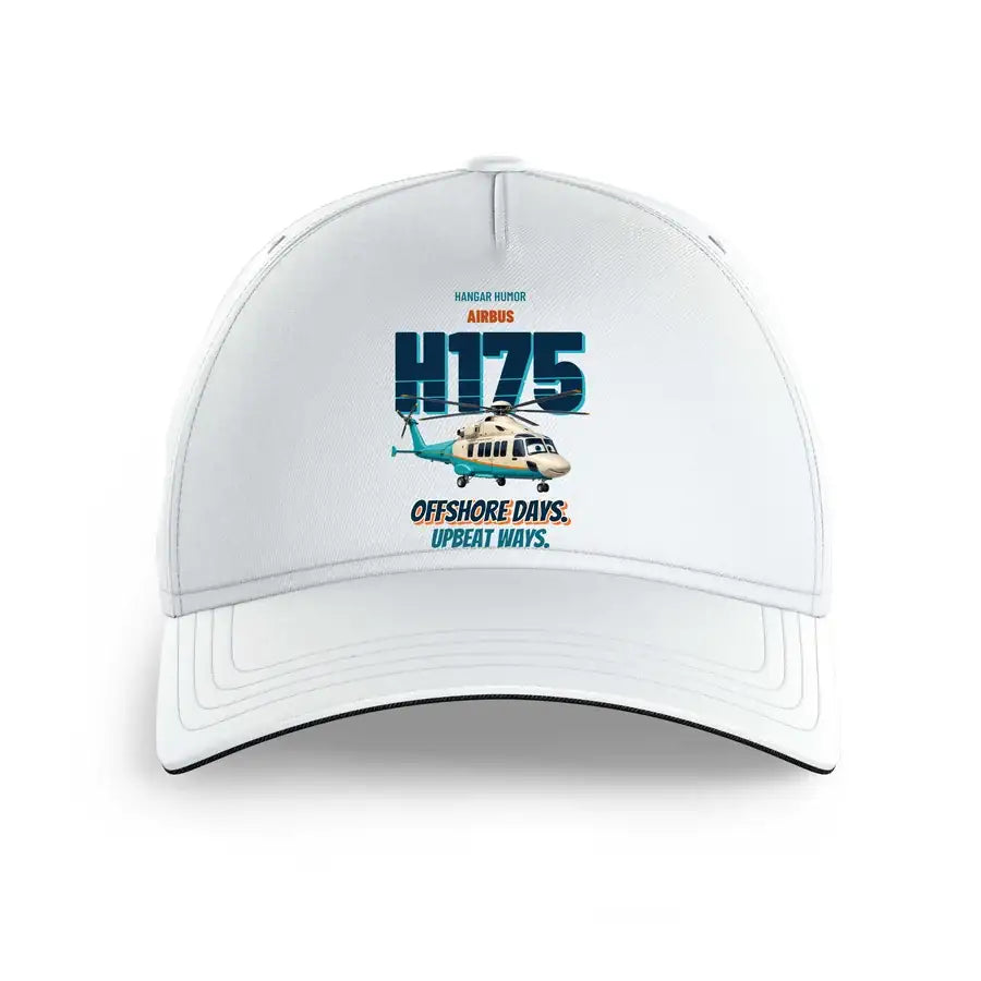 Airbus H175 - Offshore days. Upbeat ways. design on white printed hat