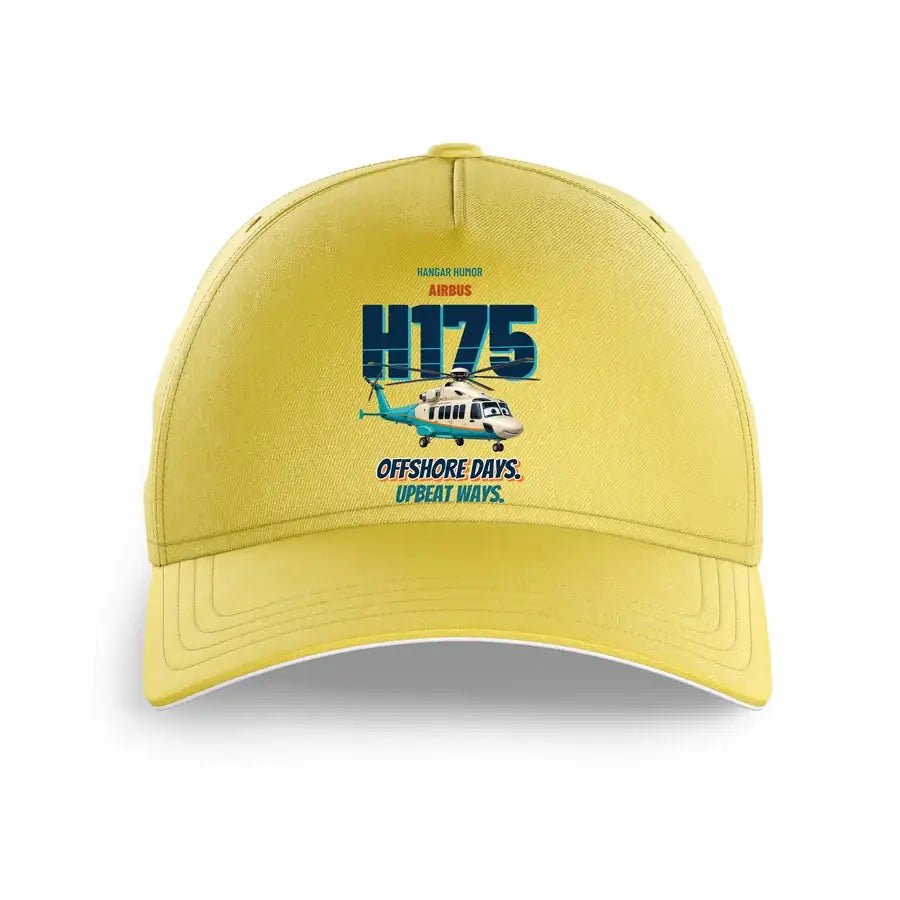 Airbus H175 - Offshore days. Upbeat ways. design on yellow printed hat