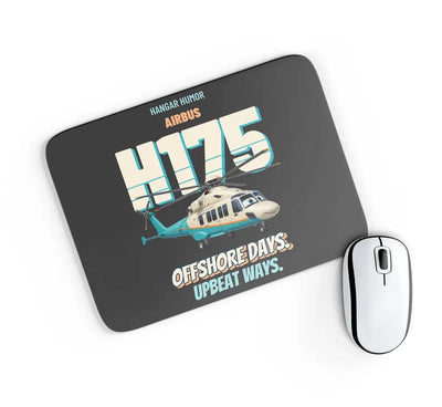 Airbus H175 - Offshore days. Upbeat ways. design on black rectangle mouse pad
