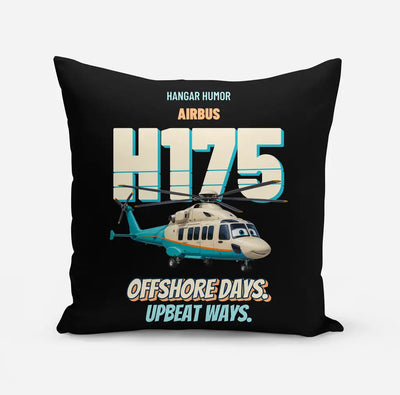Airbus H175 - Offshore days. Upbeat ways. design on black pillow