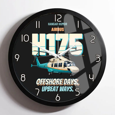 Airbus H175 - Offshore days. Upbeat ways. design on black framed wall clock