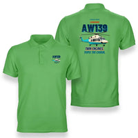 Thumbnail for Leonardo AW139 - Twin engines. Triple the charm. design on light green polo t-shirt