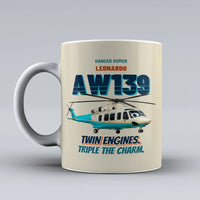 Thumbnail for Leonardo AW139 - Twin engines. Triple the charm. design on beige ceramic mug