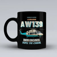 Thumbnail for Leonardo AW139 - Twin engines. Triple the charm. design on black ceramic mug