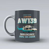 Thumbnail for Leonardo AW139 - Twin engines. Triple the charm. design on gray ceramic mug