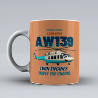 Thumbnail for Leonardo AW139 - Twin engines. Triple the charm. design on orange ceramic mug