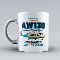 Thumbnail for Leonardo AW139 - Twin engines. Triple the charm. design on white ceramic mug