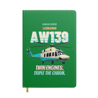 Thumbnail for Leonardo AW139 - Twin engines. Triple the charm. design on green notebook
