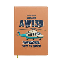 Thumbnail for Leonardo AW139 - Twin engines. Triple the charm. design on orange notebook
