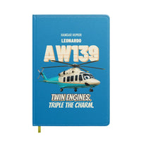 Thumbnail for Leonardo AW139 - Twin engines. Triple the charm. design on turquoise notebook