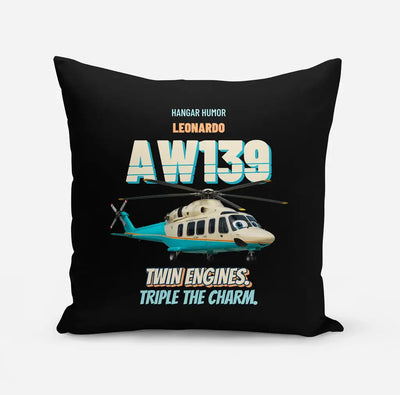Leonardo AW139 - Twin engines. Triple the charm. design on black pillow