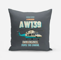 Thumbnail for Leonardo AW139 - Twin engines. Triple the charm. design on gray pillow