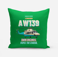 Thumbnail for Leonardo AW139 - Twin engines. Triple the charm. design on green pillow