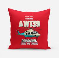 Thumbnail for Leonardo AW139 - Twin engines. Triple the charm. design on red pillow