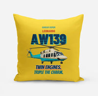 Thumbnail for Leonardo AW139 - Twin engines. Triple the charm. design on yellow pillow