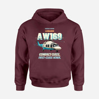 Thumbnail for Leonardo AW169 - Compact class. First-class hover. design on dark red hoodie single side