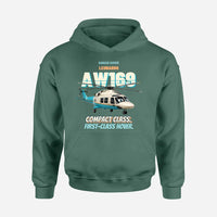 Thumbnail for Leonardo AW169 - Compact class. First-class hover. design on green hoodie single side