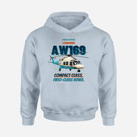 Thumbnail for Leonardo AW169 - Compact class. First-class hover. design on light blue hoodie single side