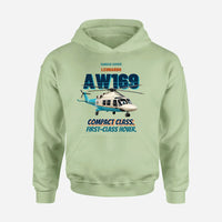 Thumbnail for Leonardo AW169 - Compact class. First-class hover. design on light green hoodie single side