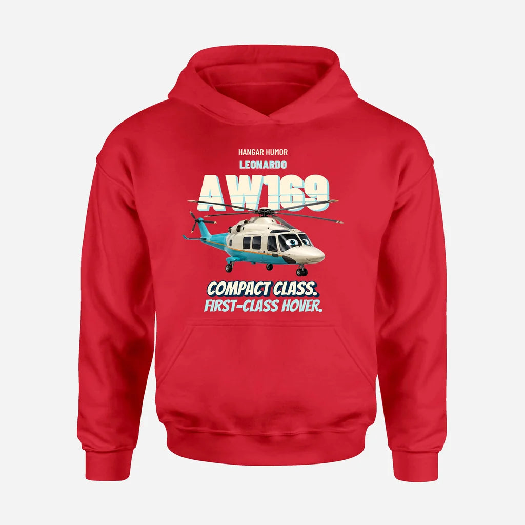 Leonardo AW169 - Compact class. First-class hover. design on red hoodie single side