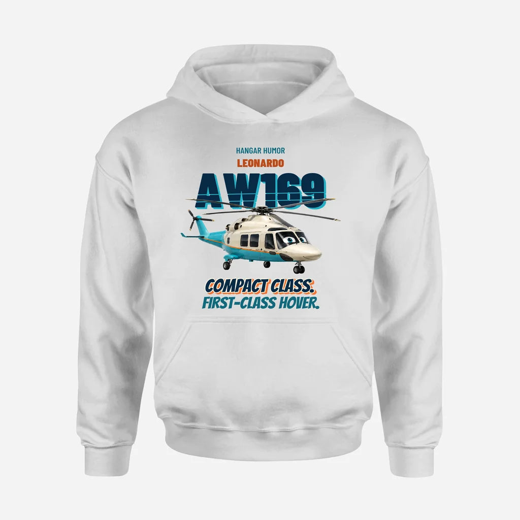 Leonardo AW169 - Compact class. First-class hover. design on white hoodie single side