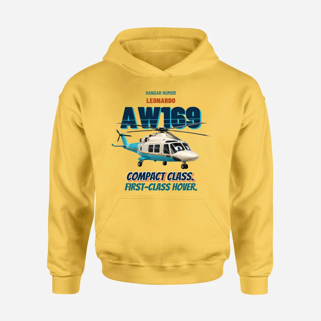 Leonardo AW169 - Compact class. First-class hover. design on yellow hoodie single side