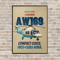 Thumbnail for Leonardo AW169 - Compact class. First-class hover. vertical canvas print - framed - beige background