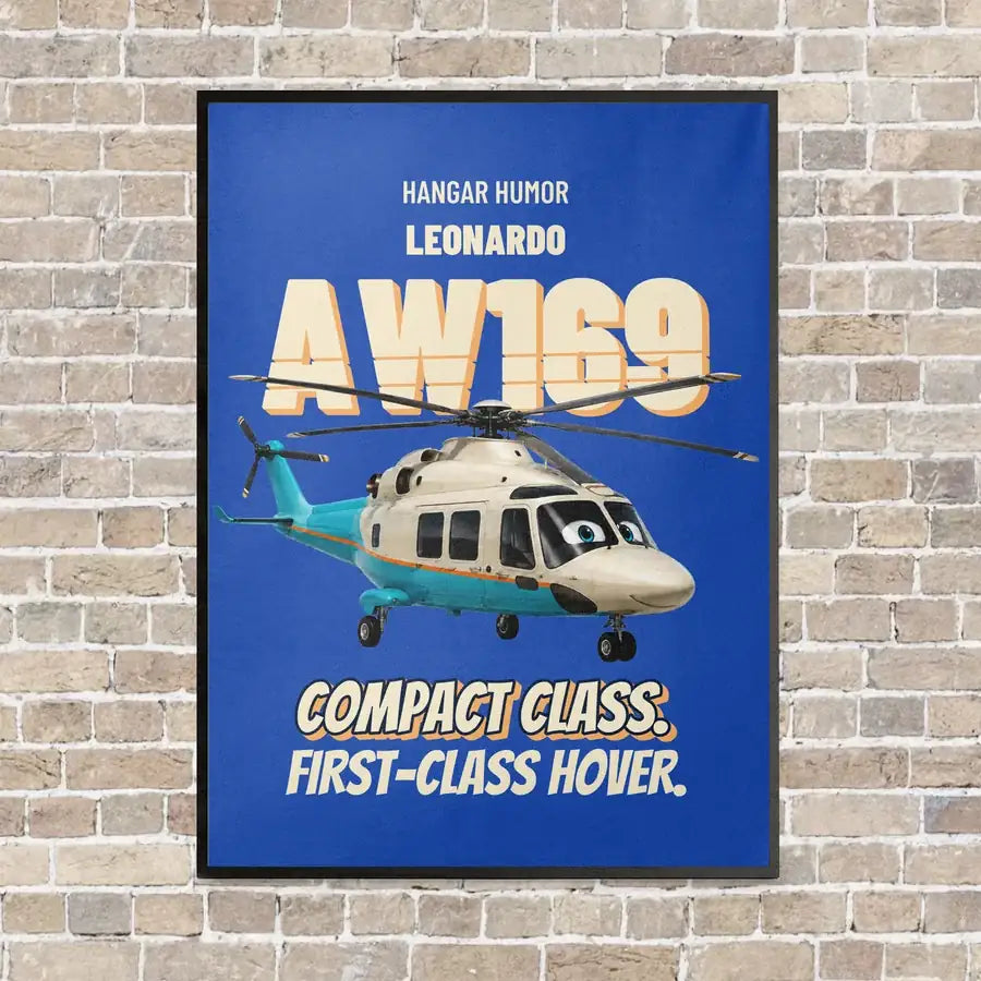 Leonardo AW169 - Compact class. First-class hover. vertical canvas print - framed - blue background