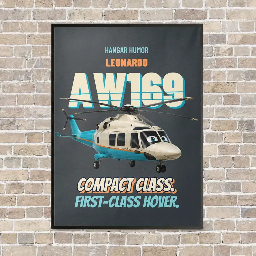 Leonardo AW169 - Compact class. First-class hover. vertical canvas print - framed - gray background