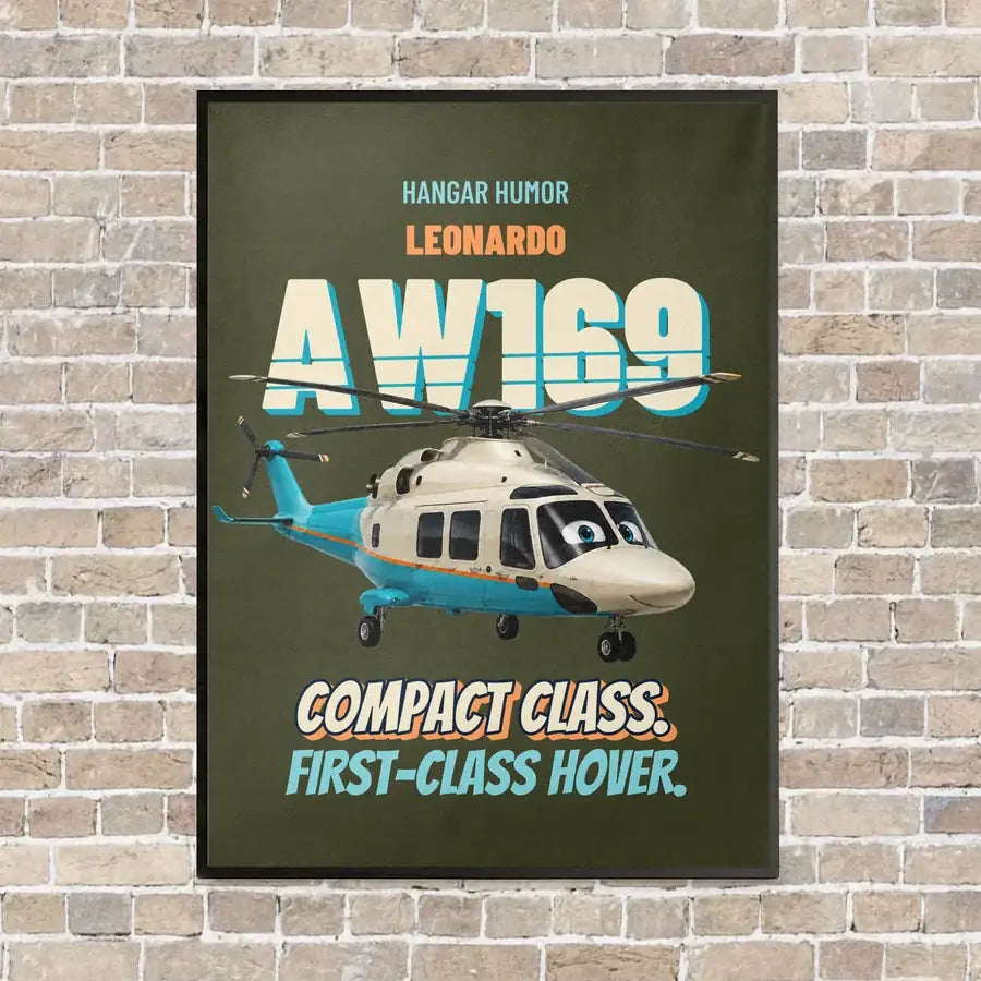Leonardo AW169 - Compact class. First-class hover. vertical canvas print - framed - green army background