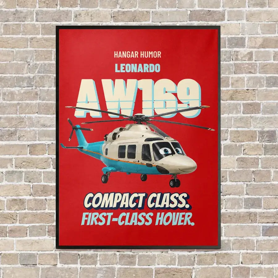 Leonardo AW169 - Compact class. First-class hover. vertical canvas print - framed - red background