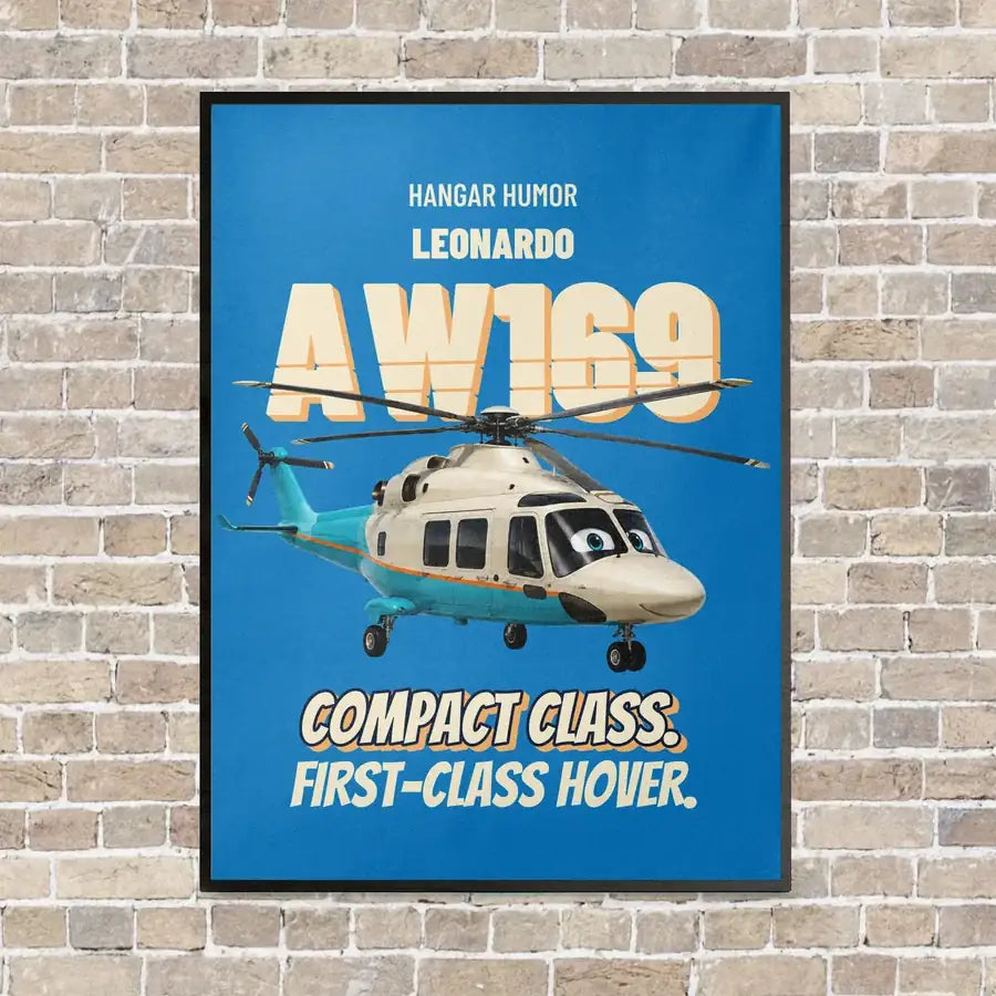 Leonardo AW169 - Compact class. First-class hover. vertical canvas print - framed - turquoise background