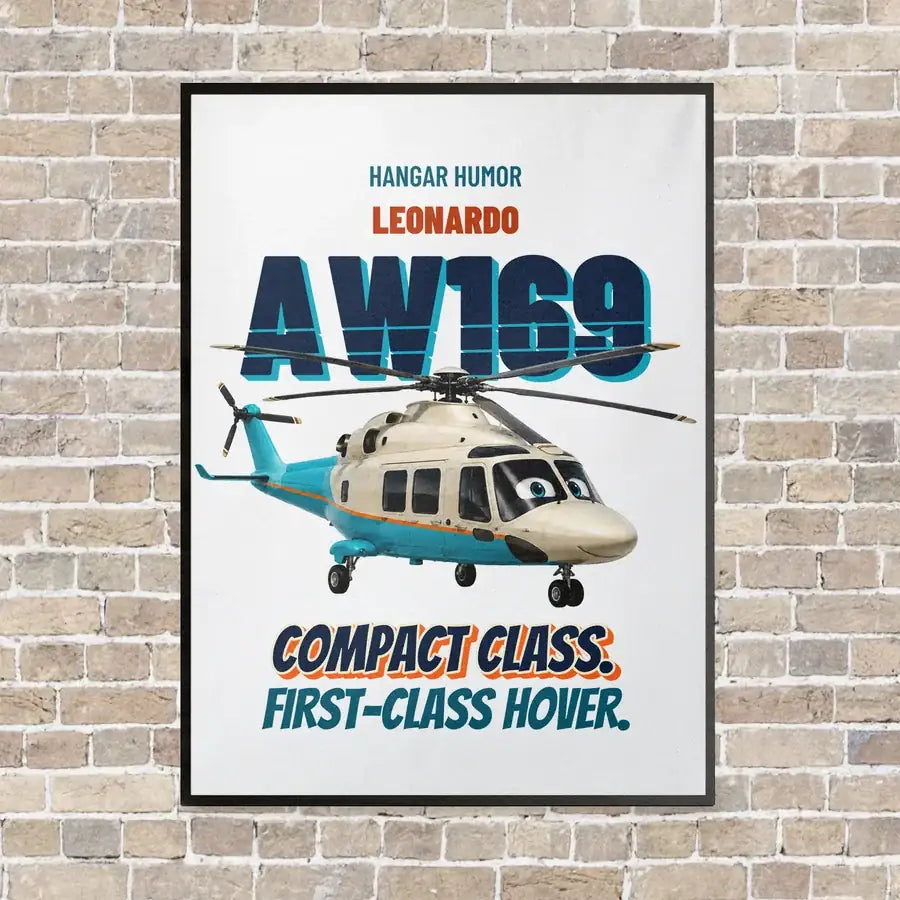 Leonardo AW169 - Compact class. First-class hover. vertical canvas print - framed - white background