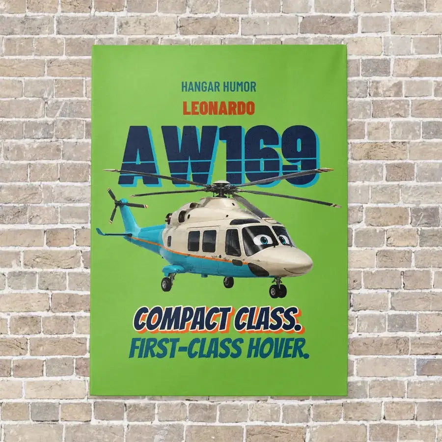 Leonardo AW169 - Compact class. First-class hover. vertical canvas print - no frame - light green background